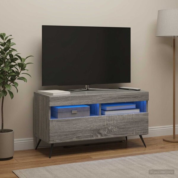 LED TV szekrény Szürke Sonoma Szerelt Fa