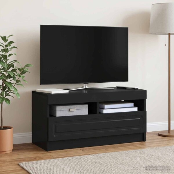 LED TV szekrény Fekete Szerelt Fa