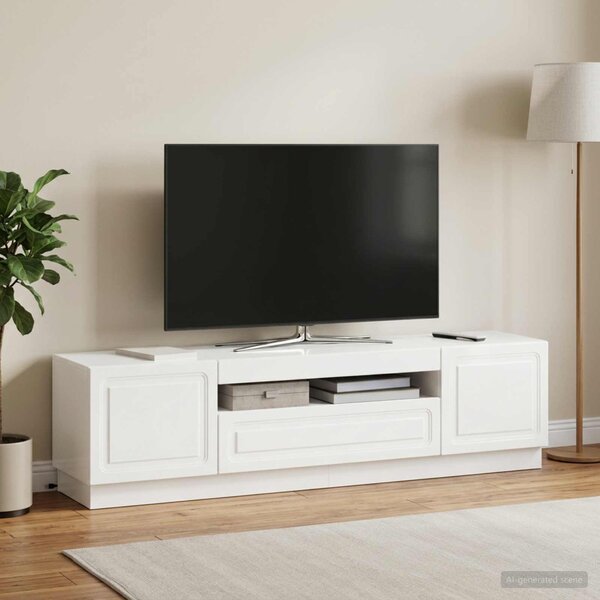 LED TV szekrény Magasfényű Fehér Szerelt Fa