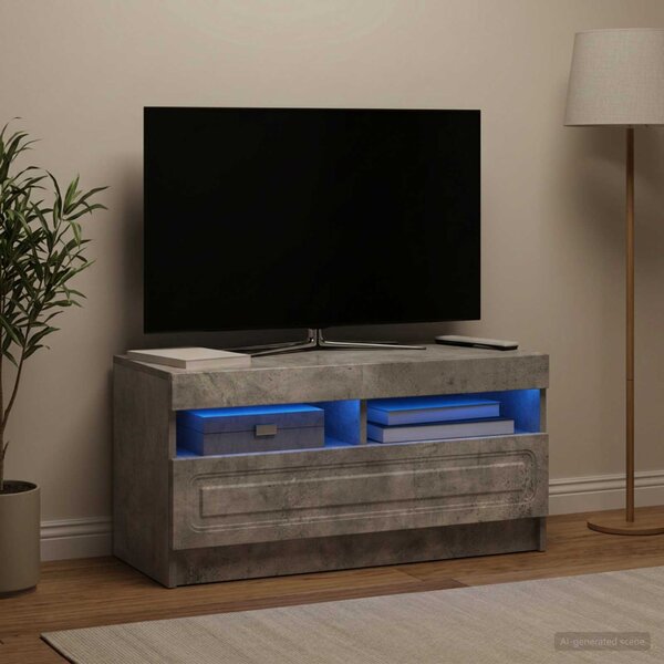 LED TV szekrény Betonszürke Szerelt Fa