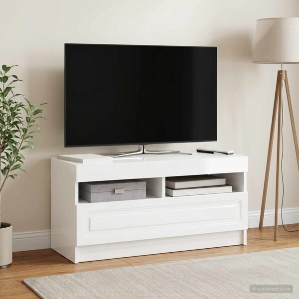 LED TV szekrény Magasfényű Fehér Szerelt Fa