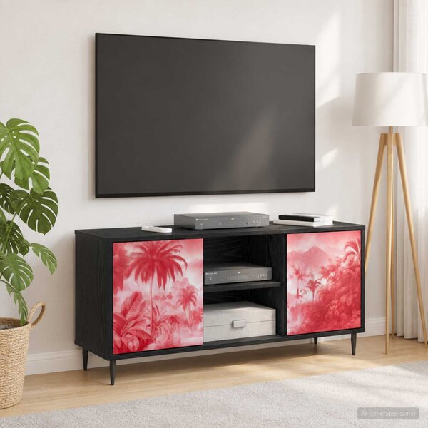 TV szekrény AACHEN 102 x 33 x 51 cm Fekete Tölgy Szerelt Fa