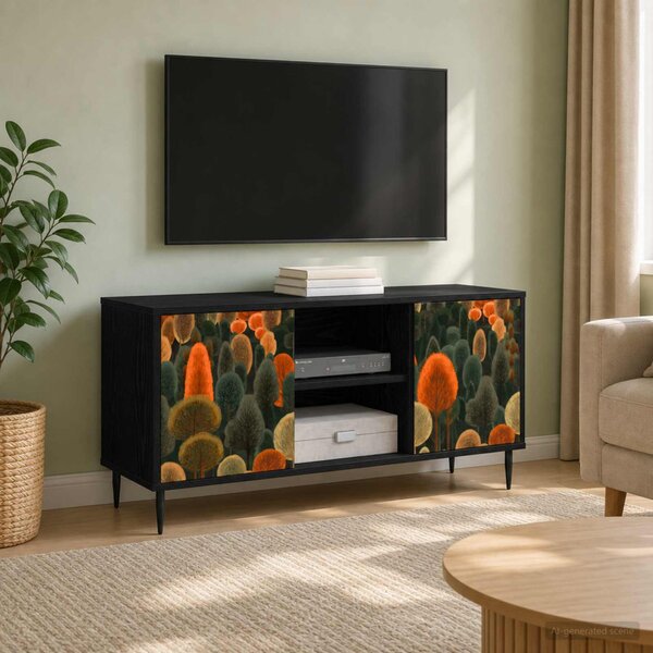 TV szekrény ZAANDAM 102 x 33 x 51 cm Fekete Tölgy Szerelt Fa