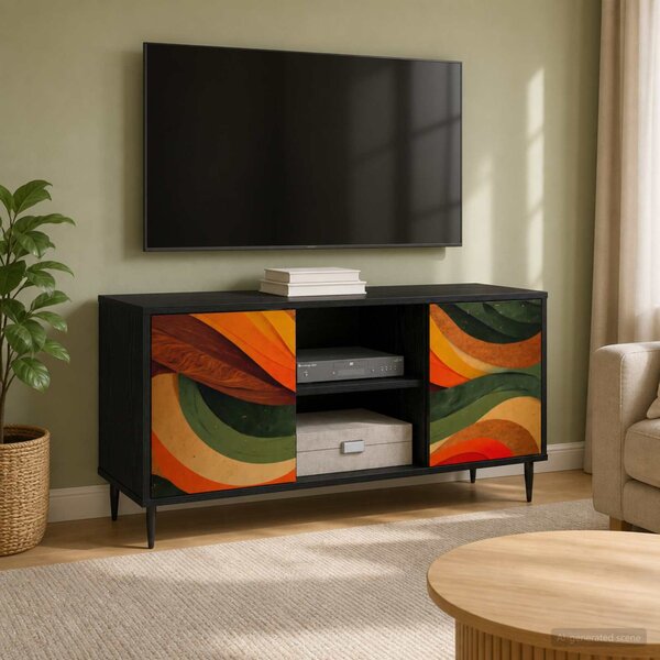 TV szekrény BONN 102 x 33 x 51 cm Fekete Tölgy Szerelt Fa