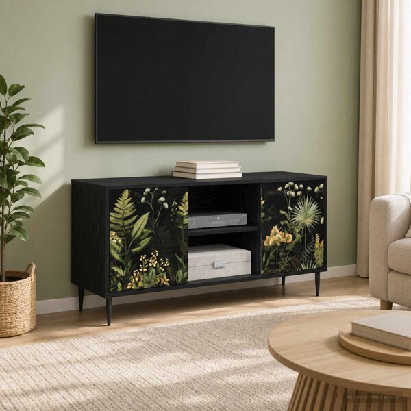 TV szekrény RHENEN 102 x 33 x 51 cm Fekete Tölgy Szerelt Fa