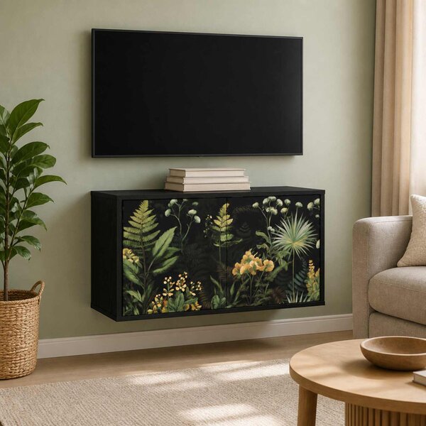 Falsítható TV Szekrény RHENEN 69 x 33 x 40 cm Fekete Tölgy