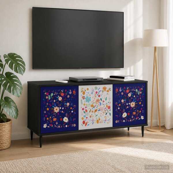 TV szekrény MAINZ 102 x 33 x 51 cm Fekete Tölgy Szerelt Fa