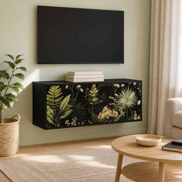 Falsítható TV Szekrény RHENEN 102 x 33 x 40 cm Fekete Tölgy