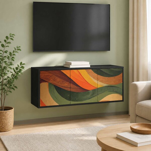Falsítható TV Szekrény BONN 102 x 33 x 40 cm Fekete Tölgy