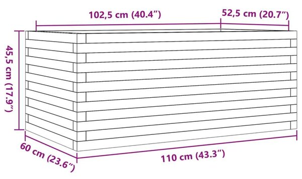 VidaXL Virágláda - Fenyőfa - Fehér - 110x60x45,5cm
