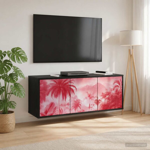 Falsítható TV Szekrény AACHEN 102 x 33 x 40 cm Fekete Tölgy