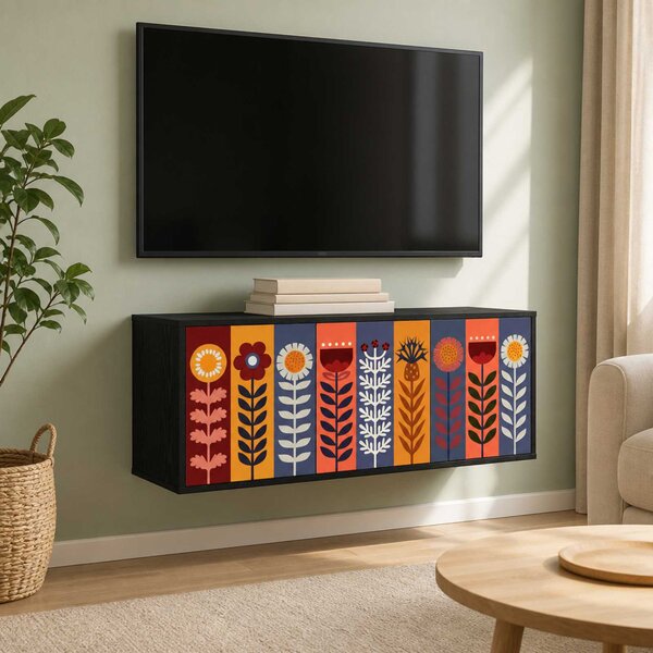 Falsítható TV Szekrény ESSEN 102 x 33 x 40 cm Fekete Tölgy