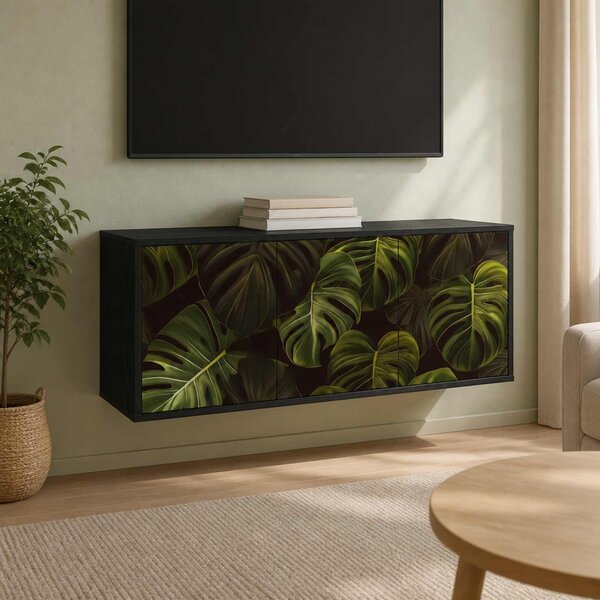Falsítható TV Szekrény ELBURG 102 x 33 x 40 cm Fekete Tölgy