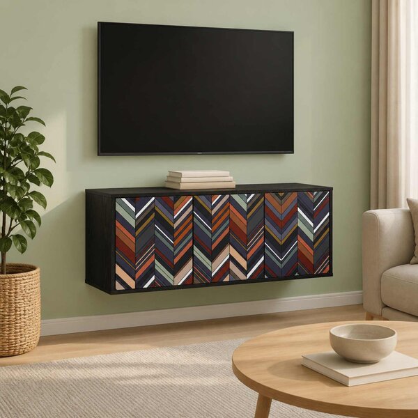 Falsítható TV Szekrény OMMEN 102 x 33 x 40 cm Fekete Tölgy