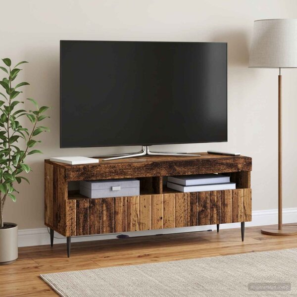 LED TV szekrény ZWOLLE 100 x 35 x 43 cm Antik Fa Szerelt Fa