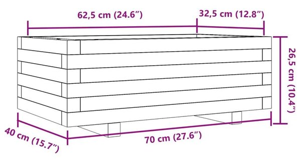 VidaXL Virágláda - Fehér Fenyőfa - 70x40x26,5 cm