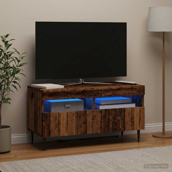 LED TV szekrény ZWOLLE 81 x 35 x 43 cm Antik Fa Szerelt Fa