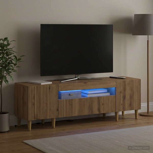 LED TV szekrény ARNHEM 153 x 35 x 43 cm Kézműves Tölgy