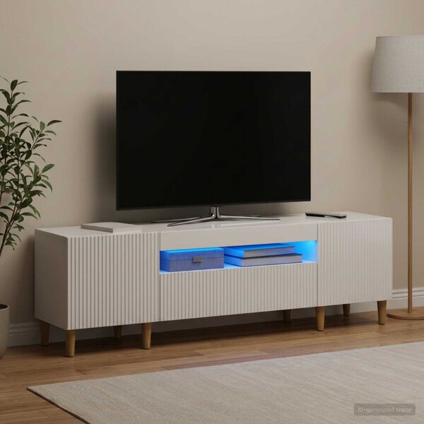 LED TV szekrény ARNHEM 153 x 35 x 43 cm Magasfényű Fehér