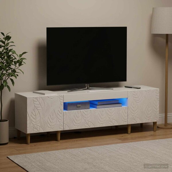 LED TV szekrény DELFT 153 x 35 x 43 cm Magasfényű Fehér