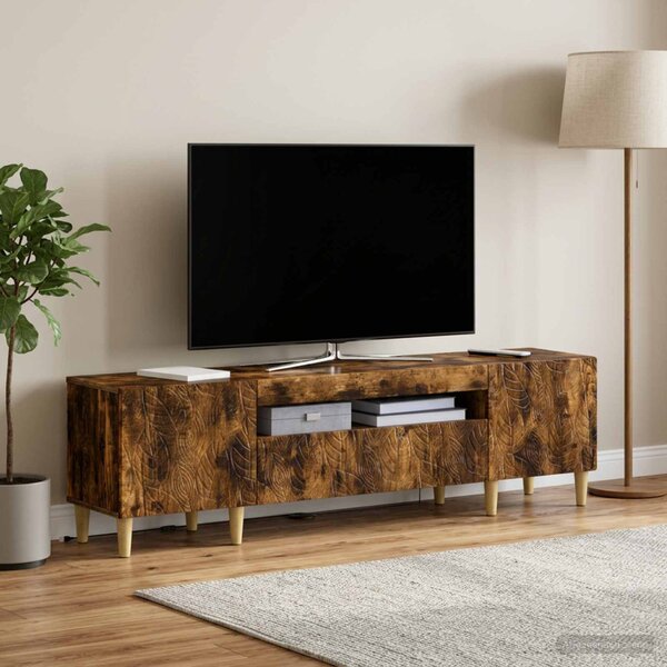 LED TV szekrény DELFT 153 x 35 x 43 cm Füstös Tölgy Szerelt Fa