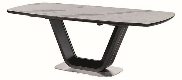 Armani Ceramic Kiterjeszthető Étkezőasztal - Fehér Márvány Hatású/Fekete Matt - 160(220)x90 cm