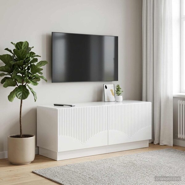 TV szekrény Magasfényű Fehér Szerelt Fa