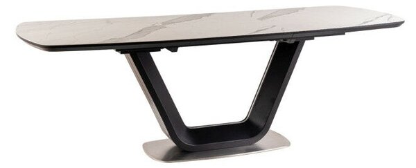 Armani Ceramic Kiterjeszthető Étkezőasztal - Fehér Márvány Hatású/Fekete Matt - 160(220)x90 cm