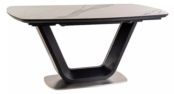 Armani Ceramic Kiterjeszthető Étkezőasztal - Fehér Márvány Hatású/Fekete Matt - 160(220)x90 cm