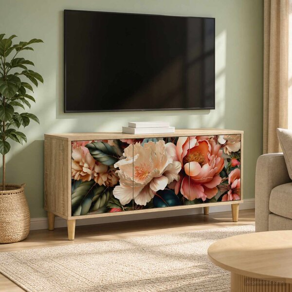 TV szekrény BORNE 102 x 33 x 50 cm Sonoma Szerelt Fa