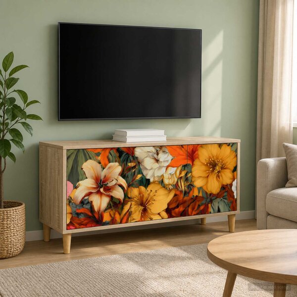 TV szekrény GENNEP 102 x 33 x 50 cm Sonoma Szerelt Fa