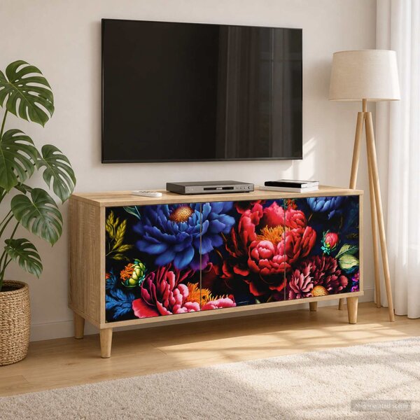 TV szekrény KIEL 102 x 33 x 50 cm Sonoma Szerelt Fa