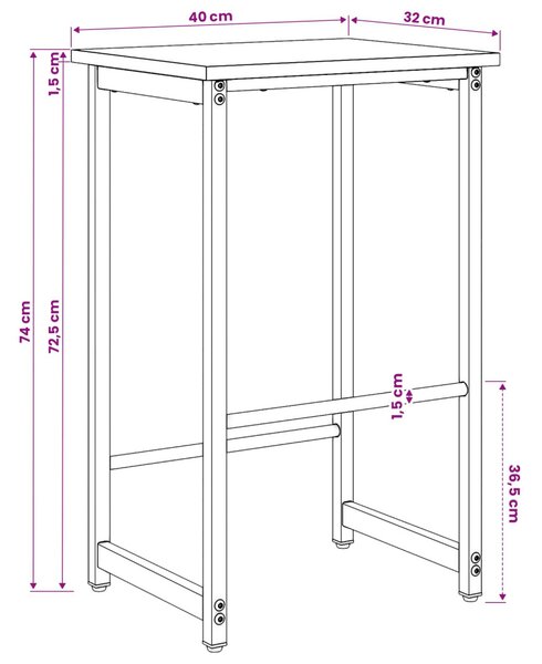 Bárszék 2 db Füstös Tölgy 40 x 32 x 74 cm Szerelt Fa