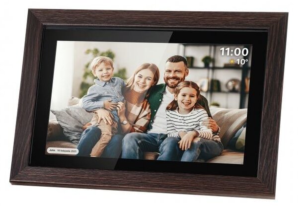 Digitális képkeret Kruger&Matz FRAMEO Wi-Fi 10.1" fa kerettel