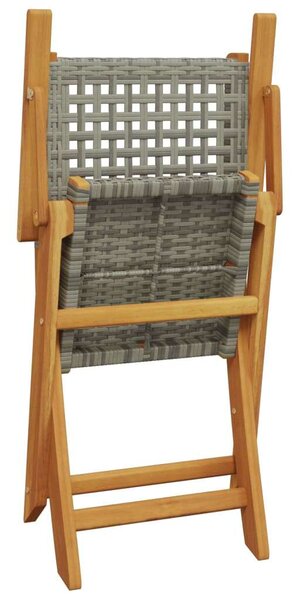 VidaXL 3 részes szürke polyrattan és tömör fa bisztrószett