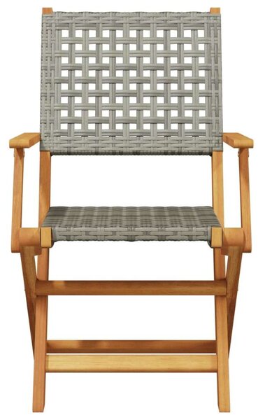 VidaXL 3 részes szürke polyrattan és tömör fa bisztrószett