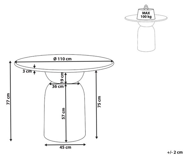 Étkezőasztal MURTLE Fehér 110 cm 110 cm Mangófa