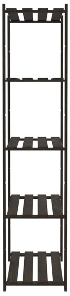 5 szintes fekete tömör fenyőfa tárolóállvány 80x38x170 cm