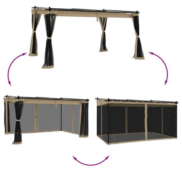 VidaXL Kerti Pavilon - Hálós Oldalakkal - 4x3m