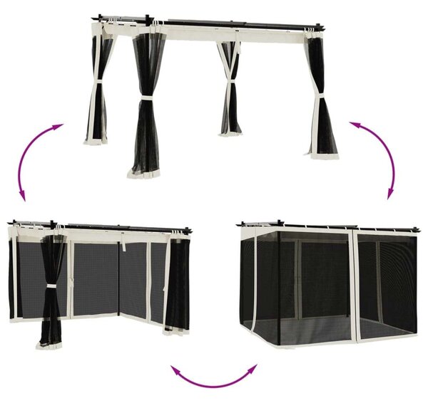 VidaXL Pavilon - Acél - 3x3m - Krémszínű