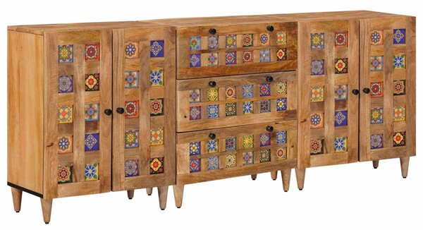 Széf 3 pcs Természetes 60 x 33,5 x 75 cm Tömör Mangófát