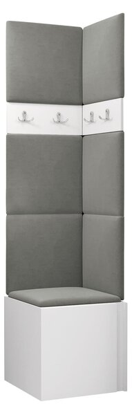 Előszoba garnitúra Pinis XXI, 186x42x46cm, Fehér, Kárpit, Laminált forgácslap