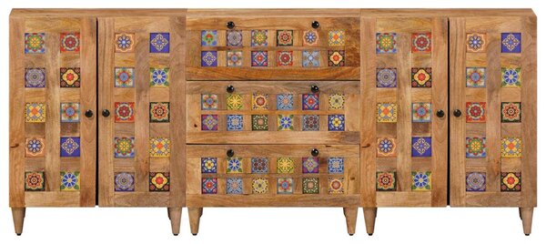 Széf 3 pcs Természetes 60 x 33,5 x 75 cm Tömör Mangófát