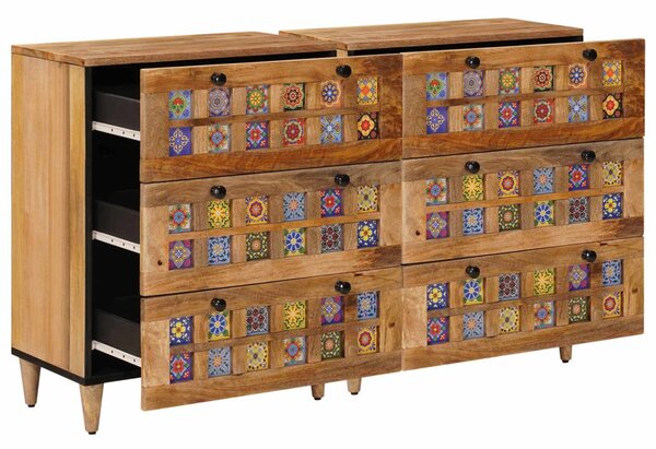 Széf 2 pcs Természetes 60 x 33 x 75 cm Tömör Mangófát