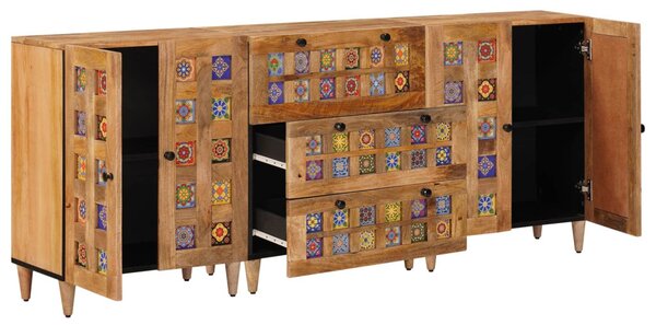Széf 3 pcs Természetes 60 x 33,5 x 75 cm Tömör Mangófát