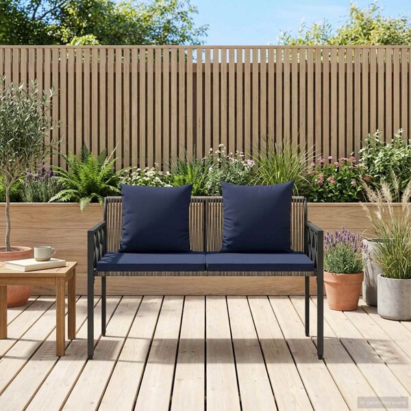 Kültéri padok 2 -Seater 116 x 56 x 75 cm polirattan