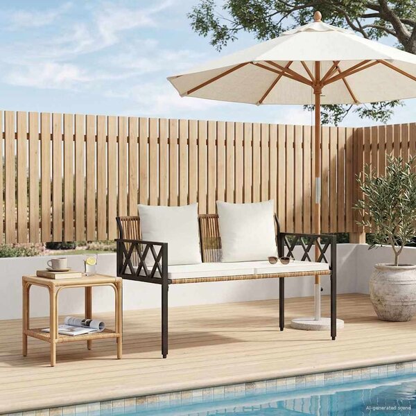 Kültéri padok 2 -Seater 116 x 56 x 75 cm polirattan