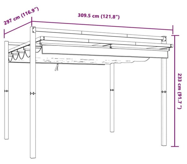 VidaXL Kerti Pavilon - Alumínium - 3x3 m