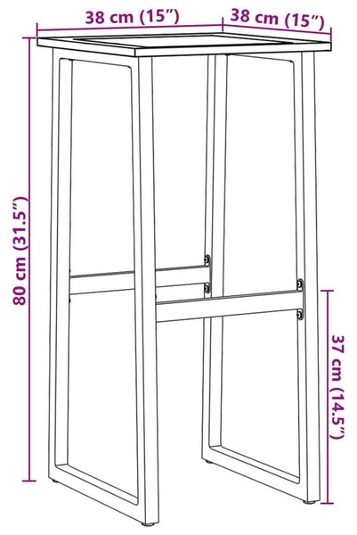 VidaXL 4 db fekete porszórt acél bárszék 38 x 38 x 80 cm