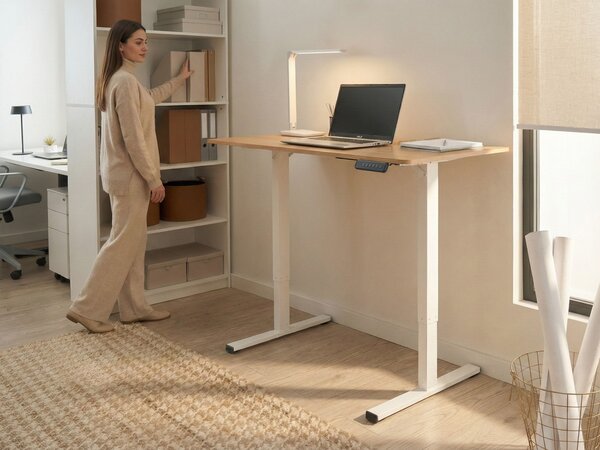 Elektromosan állítható asztal TAVARES Világosbarna/fehér 120 cm 60 cm